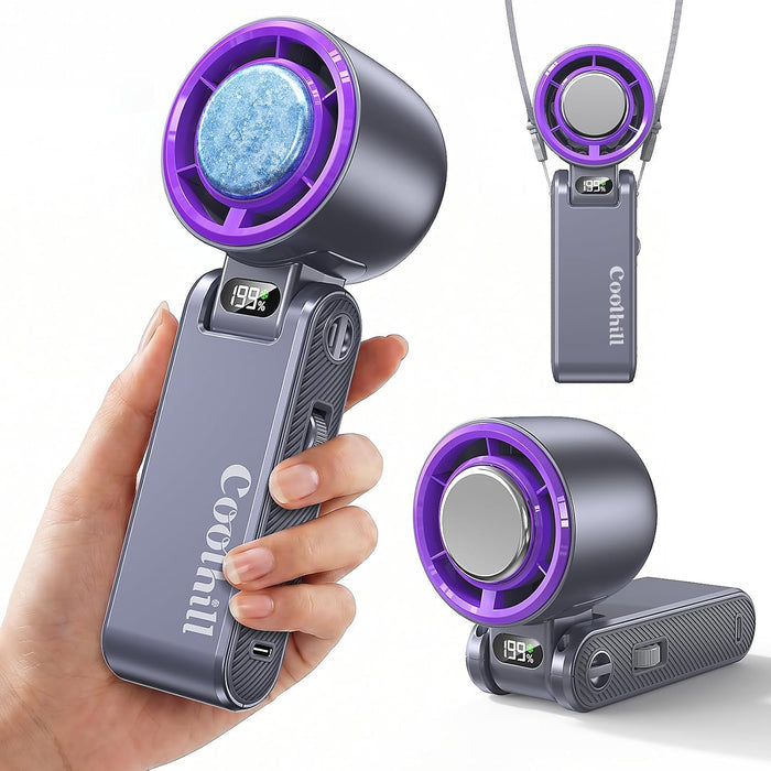 Pro Handheld Portable Fan with Turbo Cooling - Hand Held Fan Rechargeable,1-199 Speed, 12H Battery Life 5500Mah, Powerful Mini Personal Fan for Travel, Outdoor, Beach, Makeup, Summer Use